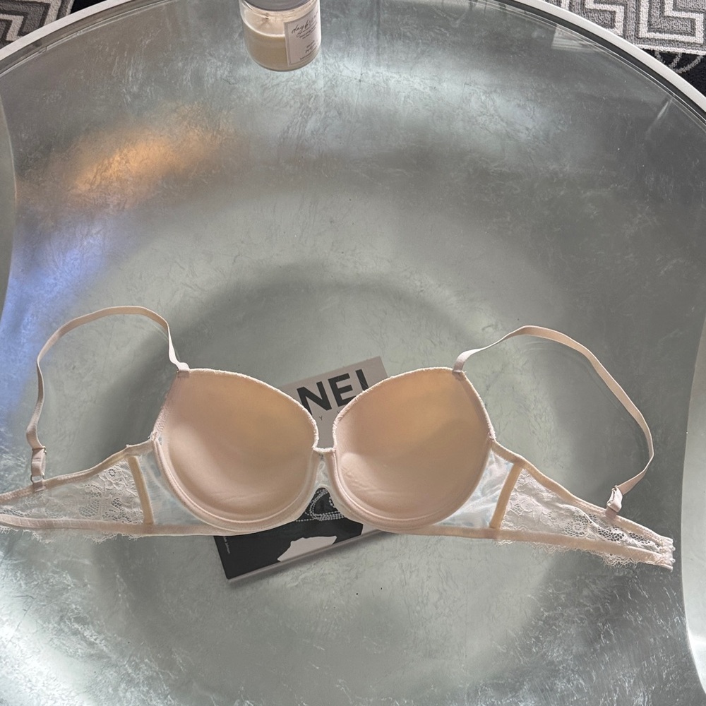 Jessica Simpson Cream and Blue Lace Bra 36C - Picture 9 of 10